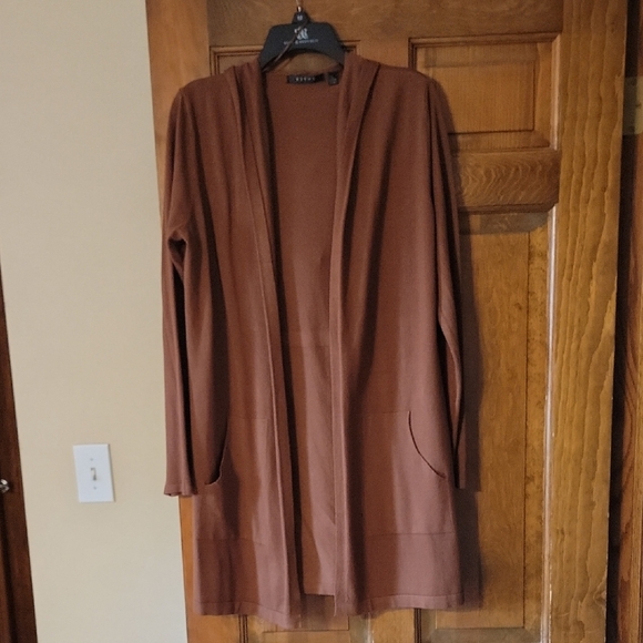 Cyrus Sweaters - Brown Open Front Cardigan Sweater
